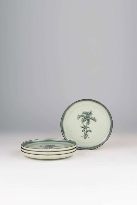 Hermia NPMOD21DUS4880795 Juego de Servir Pasteles de Porcelana Verde 4 Piezas